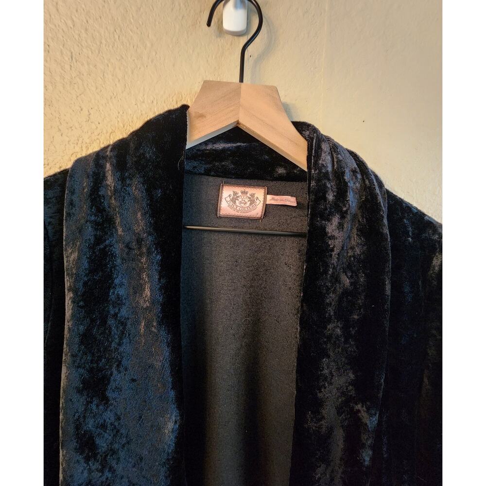 Juicy Couture Crushed Velvet Open Front Jacket Size Small Womens Y2K Black - Picture 3 of 9